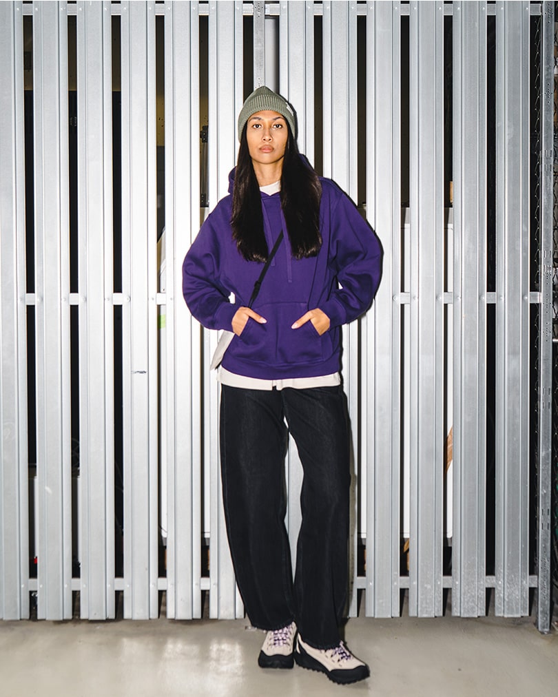 CLEW Waffle Knit Hoodie Purple