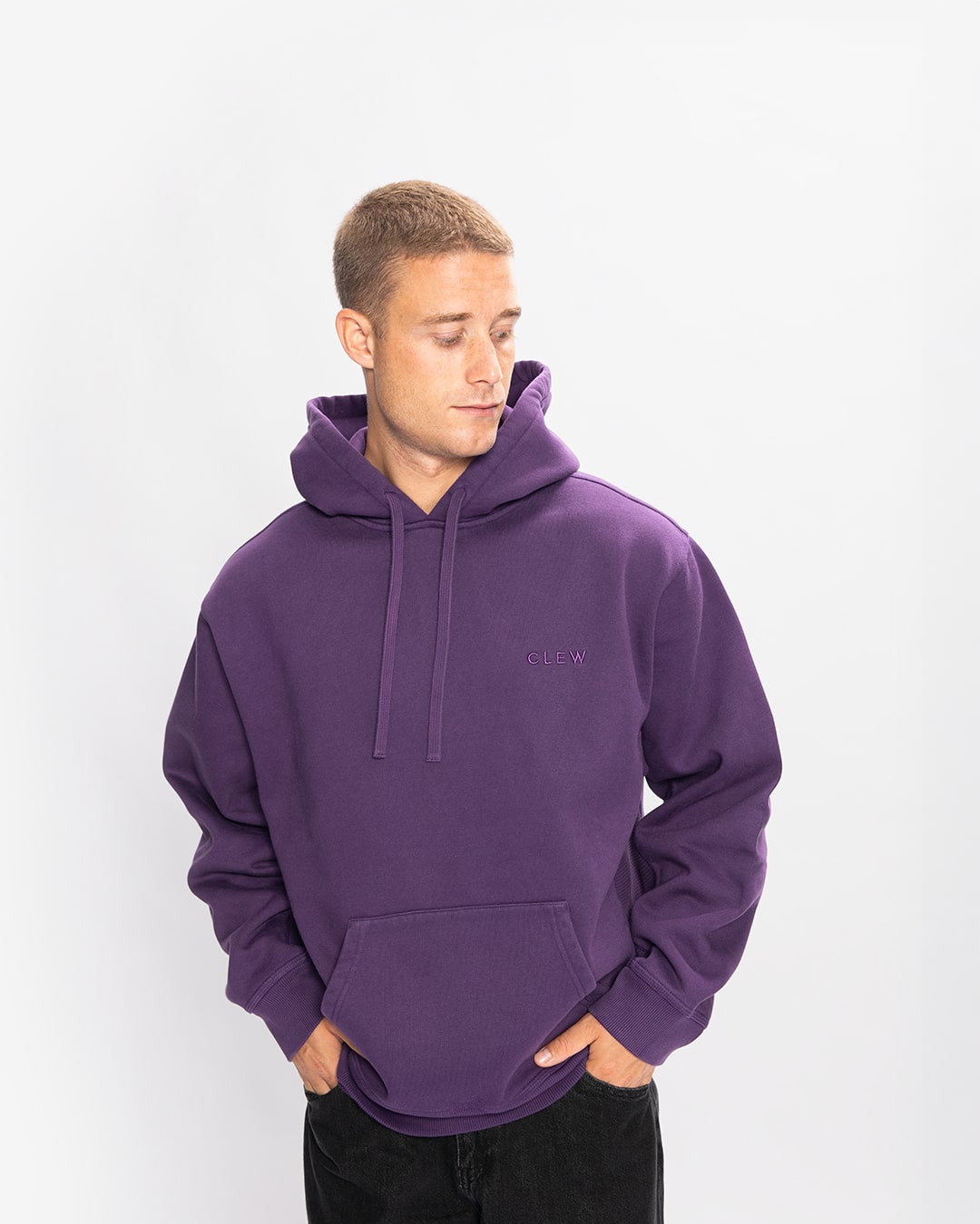 CLEW Waffle Knit Hoodie Purple