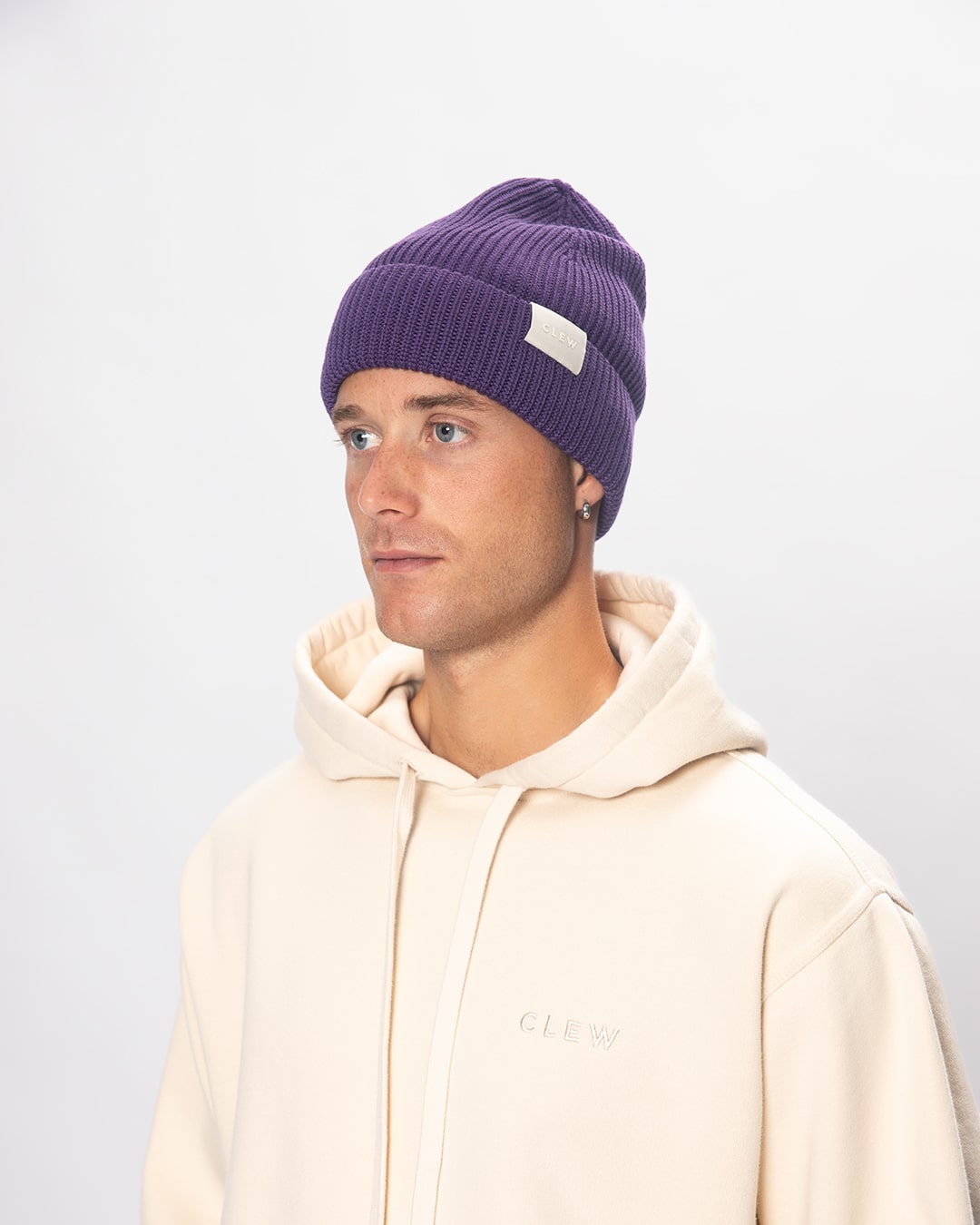 CLEW Short Cut Beanie Purple