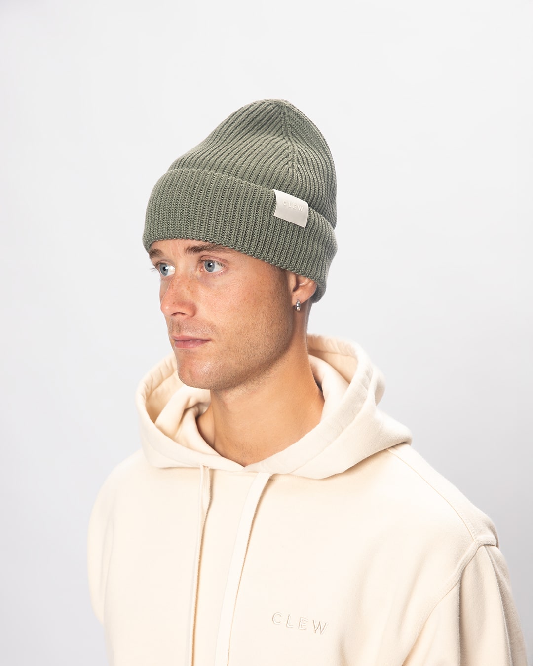 CLEW Short Cut Beanie Sage Green