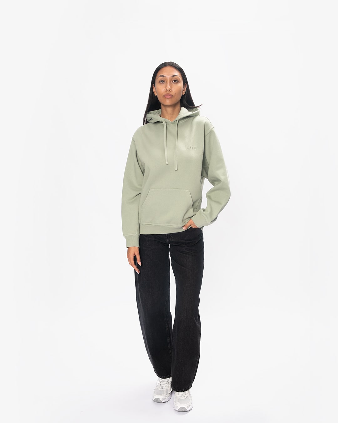 CLEW Waffle Knit Hoodie Sage Green